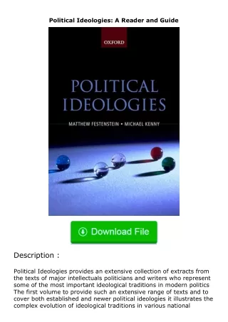 ✔️download⚡️ (pdf) Political Ideologies: A Reader and Guide
