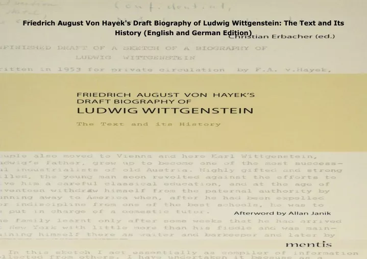 friedrich august von hayek s draft biography