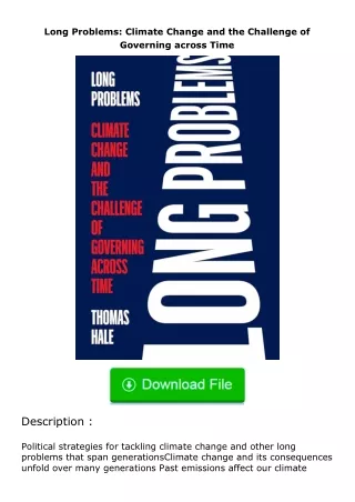 ✔️READ ❤️Online Long Problems: Climate Change and the Challenge of Governing a