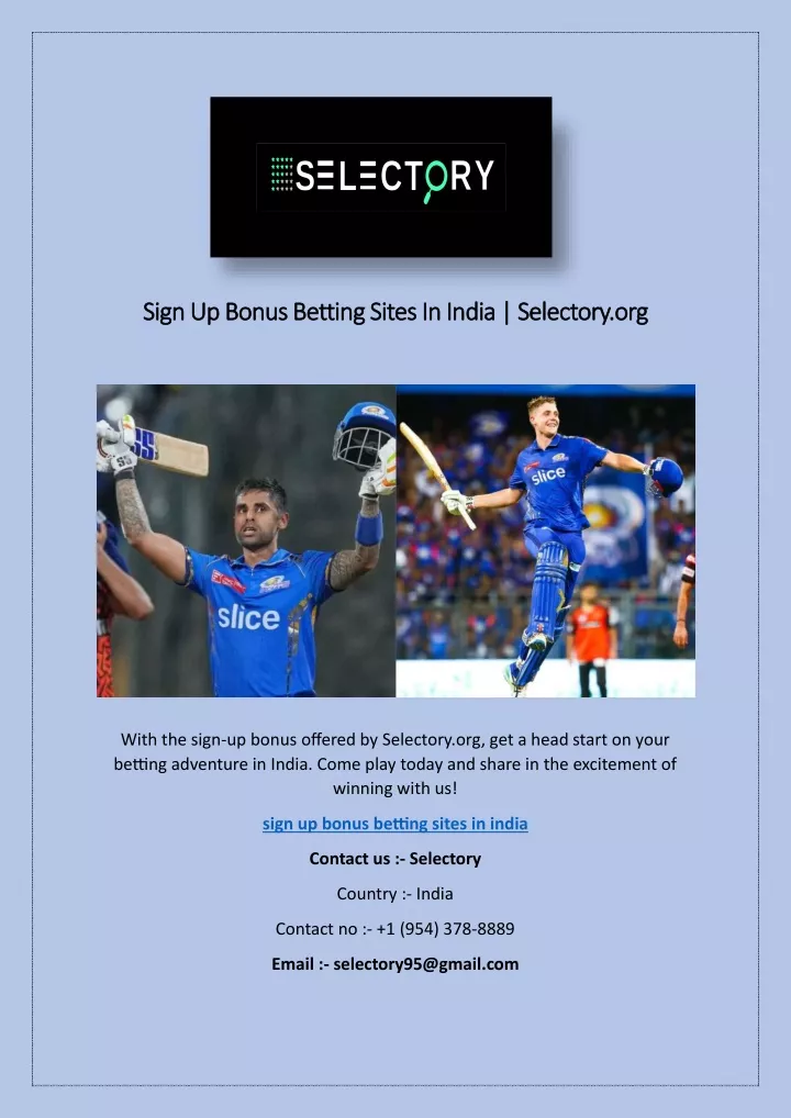 sign up bonus betting sites in india selectory