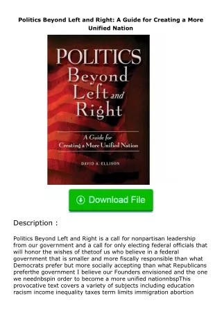 pdf❤(download)⚡ Politics Beyond Left and Right: A Guide for Creating a More Un