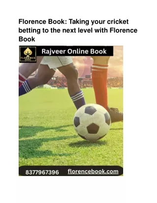 Florence Book Top rajveer online book, Betstarexch Provider in India