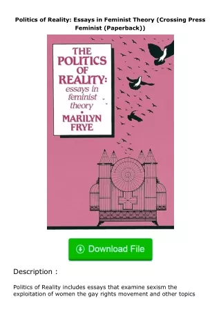 ❤️get (⚡️pdf⚡️) download Politics of Reality: Essays in Feminist Theory (Cross