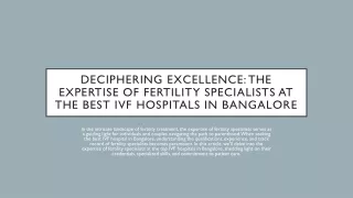 Deciphering Excellence: The Expertise of Fertility Specialists at the Best IVF H