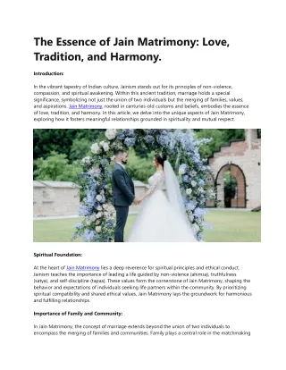 The Essence of Jain Matrimony: Love, Tradition, and Harmony.