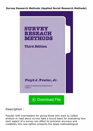 [PDF]❤READ⚡ Survey Research Methods (Applied Social Research Methods)