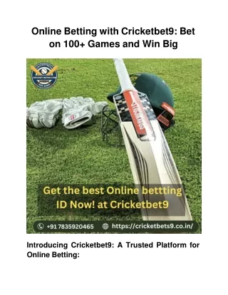 Online Betting with Cricketbet9: Bet on 100  Games and Win Big