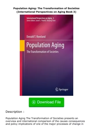 download⚡[PDF]❤ Population Aging: The Transformation of Societies (Internation