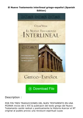 PDF✔Download❤ El Nuevo Testamento interlineal griego-español (Spanish Edition)