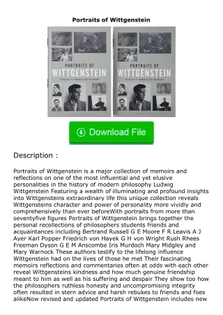 (❤️pdf)full✔download Portraits of Wittgenstein