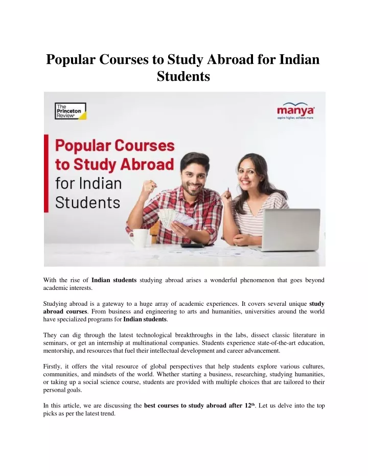 popular courses to study abroad for indian students
