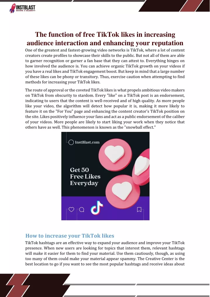 the function of free tiktok likes in increasing