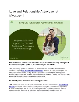 Love and Relationship Astrologer at Myastron!
