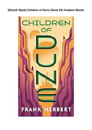 DOWNLOAD EBOOK  Children of Dune (Dune, #3) freedom Ebook