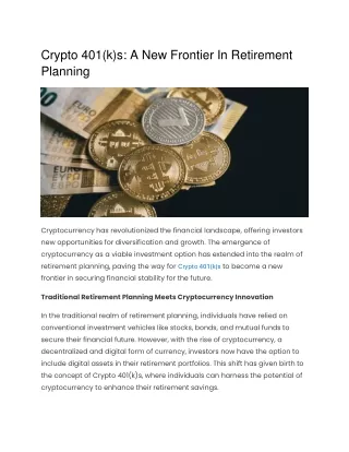 Crypto 401(k)s A New Frontier In Retirement Planning