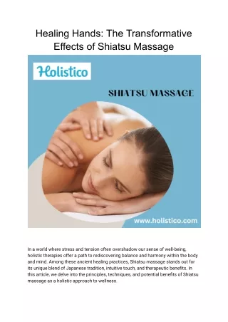 Healing Hands_ The Transformative Effects of Shiatsu Massage