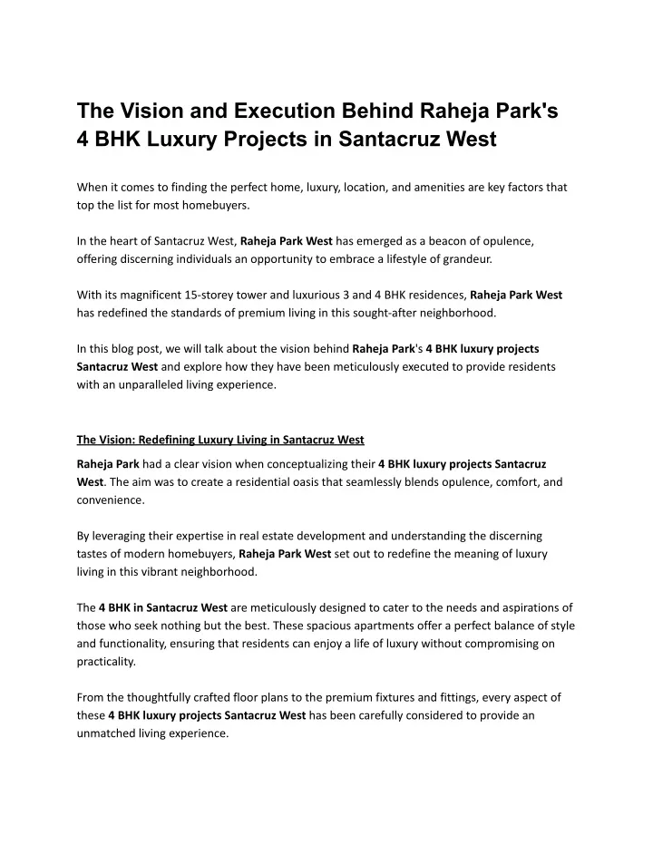 the vision and execution behind raheja park