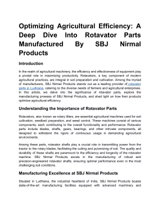 Optimizing Agricultural Efficiency_ A Deep Dive Into Rotavator Parts Manufactured By SBJ Nirmal Products