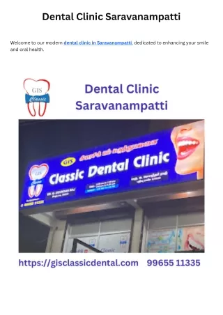 1 Dental Clinic Saravanampatti  Dental Services Saravanampatti