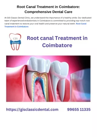 5 Root Canal Treatment in Coimbatore  Endodontist in Coimbatore