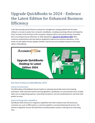 Upgrade QuickBooks to 2024 - Embrace the Latest Edition for Enhanced Business E