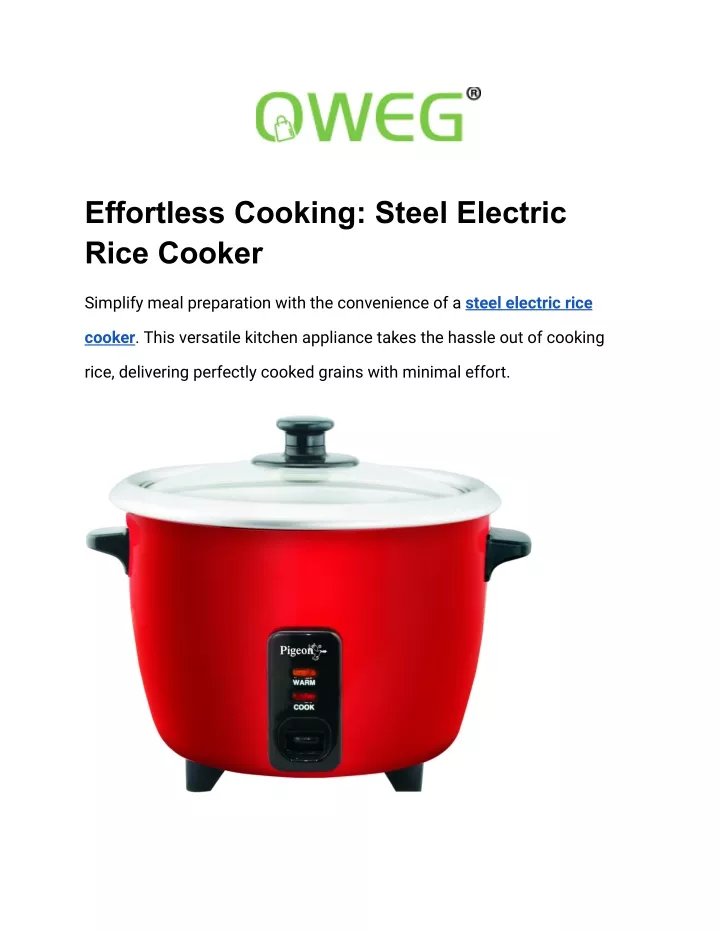effortless cooking steel electric rice cooker