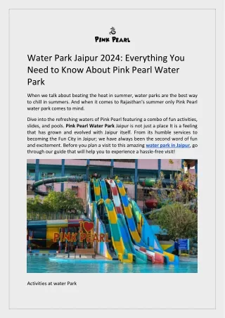 Water Park Jaipur 2024 Everything You Need to Know About Pink Pearl Water Park