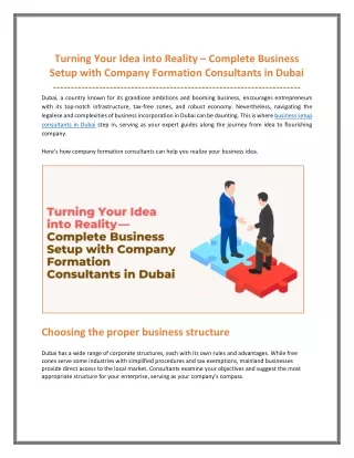 Turning Your Idea into Reality – Complete Business Setup with Company Formation
