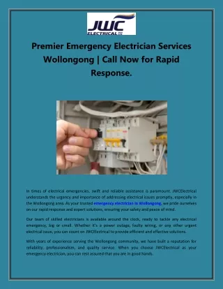 Premier Emergency Electrician Services Wollongong
