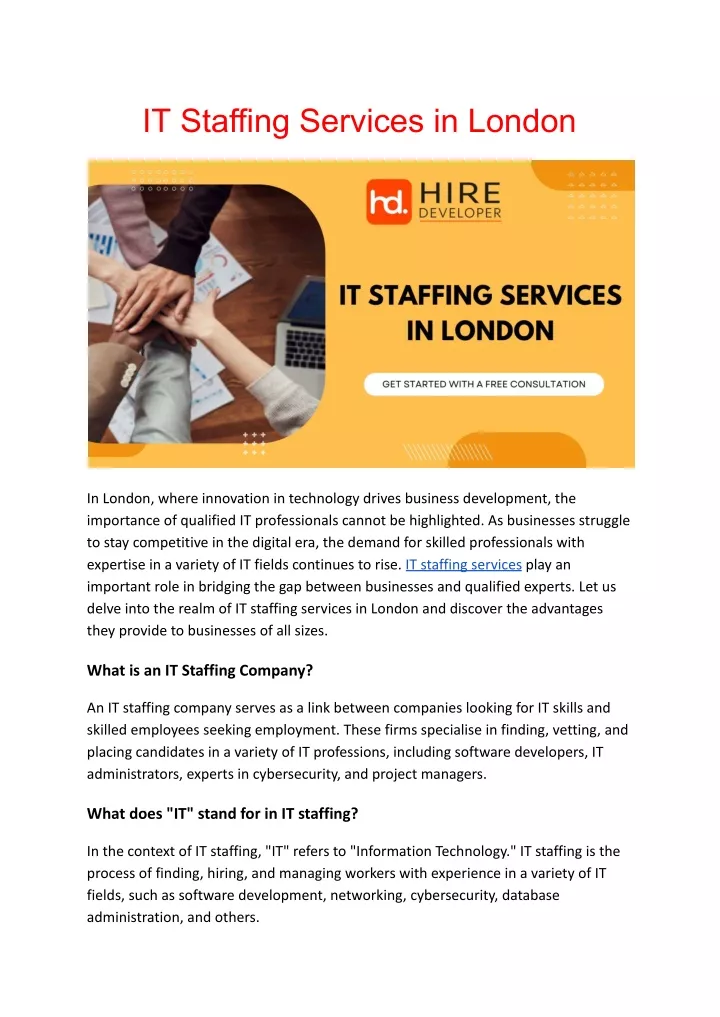 it staffing services in london