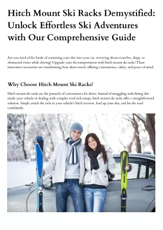 Unlock Effortless Ski Adventures with Our Comprehensive Guide