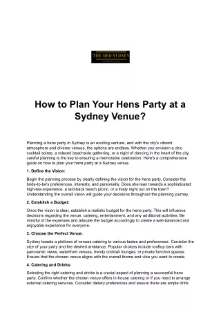 How to Plan Your Hens Party at a Sydney Venue