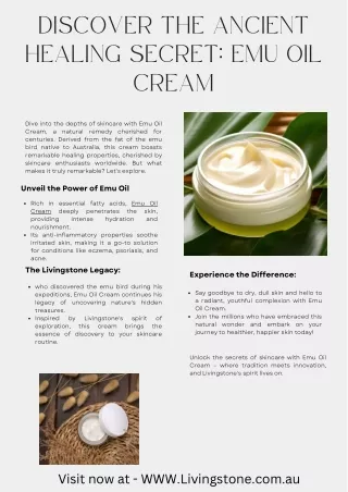 Revitalize Your Skin with Emu Oil Cream