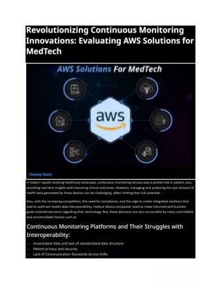 Revolutionizing Continuous Monitoring Innovations- Evaluating AWS Solutions for MedTech