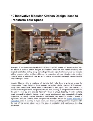 10 Innovative Modular Kitchen Design Ideas to Transform Your Space