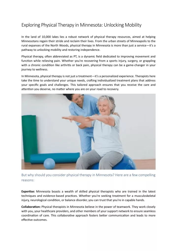 exploring physical therapy in minnesota unlocking
