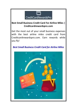 Best Small Business Credit Card For Airline Miles  Creditcardrewardspro.com