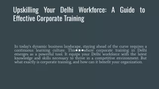 CORPORATE TRAINING IN DELHI