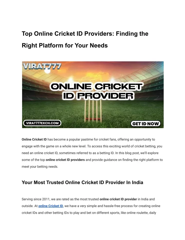 top online cricket id providers finding the