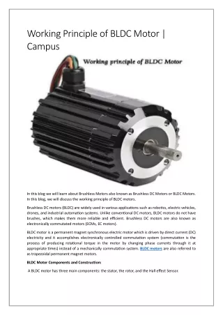 Working Principle of BLDC Motor