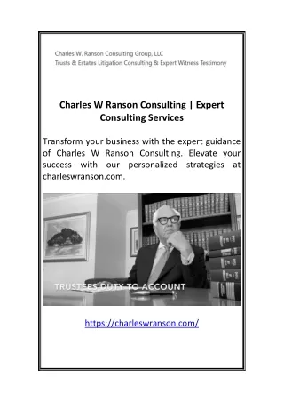 Charles W Ranson Consulting | Expert Consulting Services