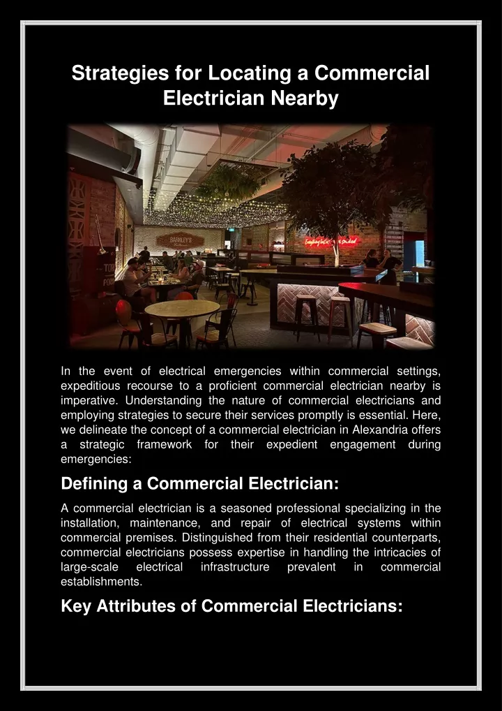 strategies for locating a commercial electrician