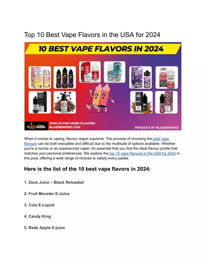 top 10 best vape flavors in the usa for 2024