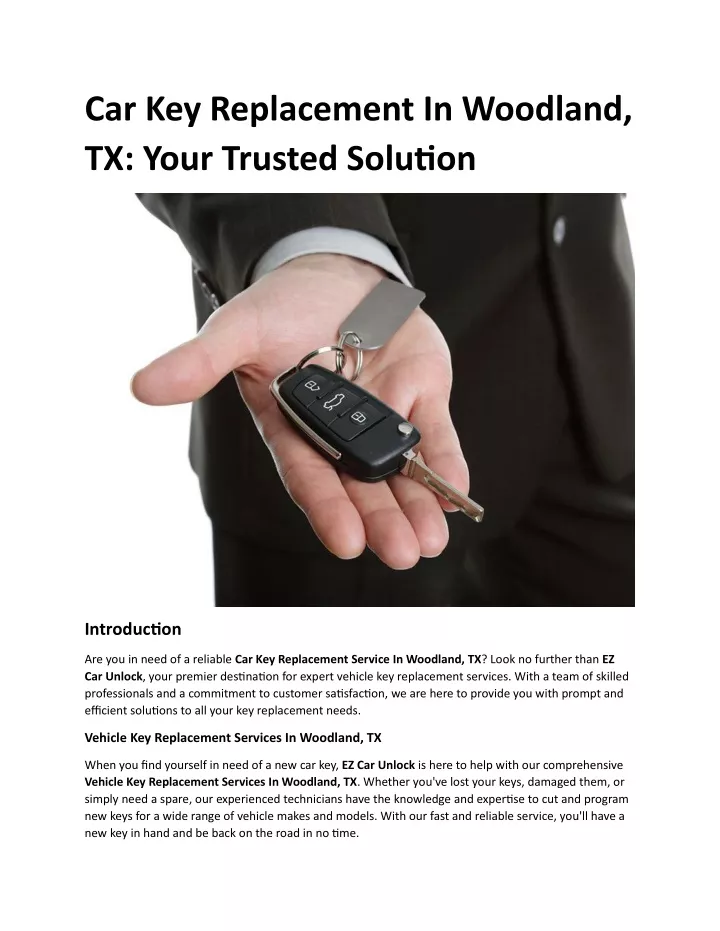 car key replacement in woodland tx your trusted