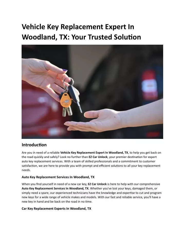 vehicle key replacement expert in woodland