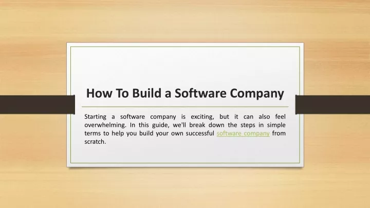 how to build a software company