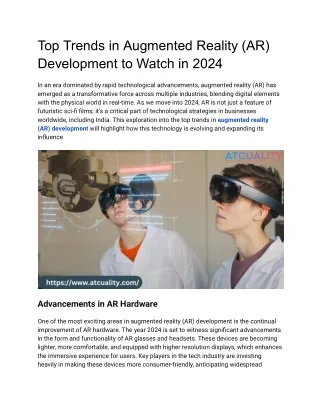 Top Trends in Augmented Reality (AR) Development to Watch in 2024 | Atcuality