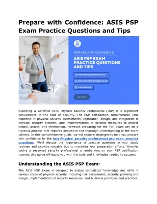 Prepare with Confidence_ ASIS PSP Exam Practice Questions and Tips