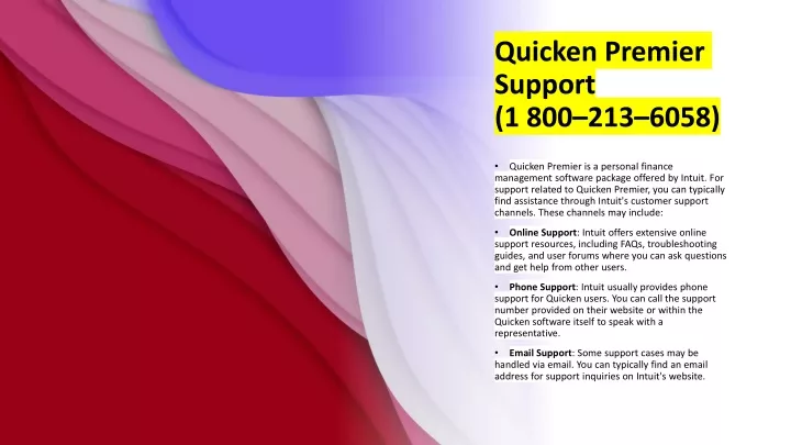 quicken premier support 1 800 213 6058