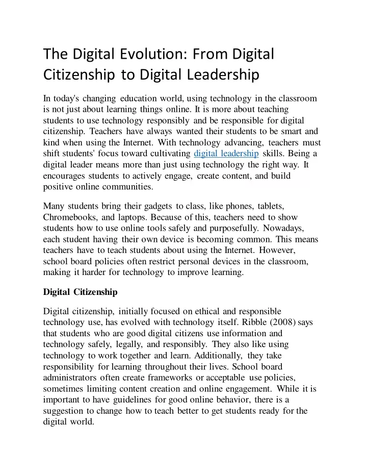 the digital evolution from digital citizenship